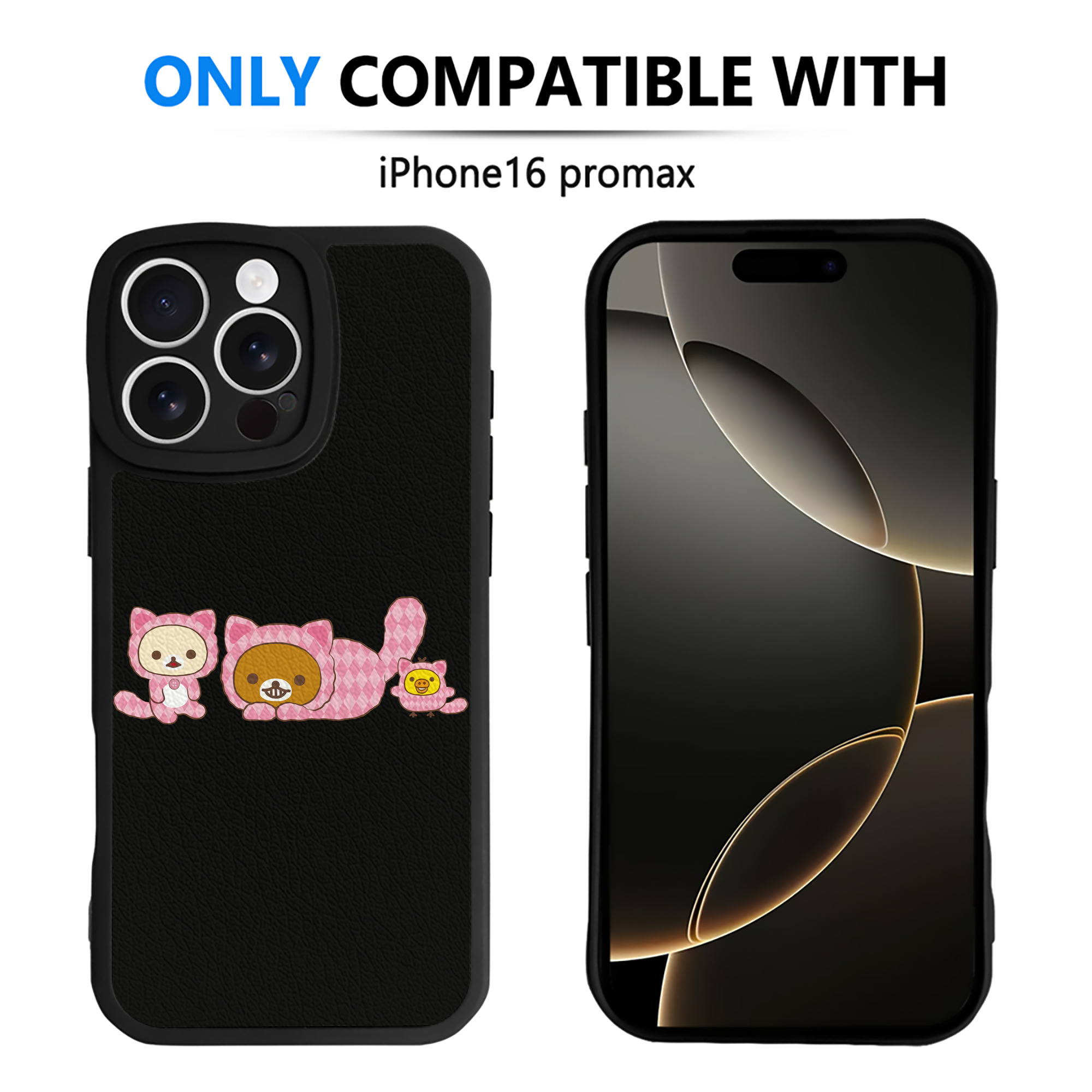 （画像用） リラックマ リラックマ キイロイトリ Rilakkuma Korilakkuma Kiiroitori 【iPhone 16シリーズ対応】シリコンスマホケース（レザー調） 材質：シリコン